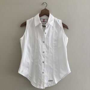 Vintage 90s Western Levis White Button Up Shirt Womens Small Country Americana